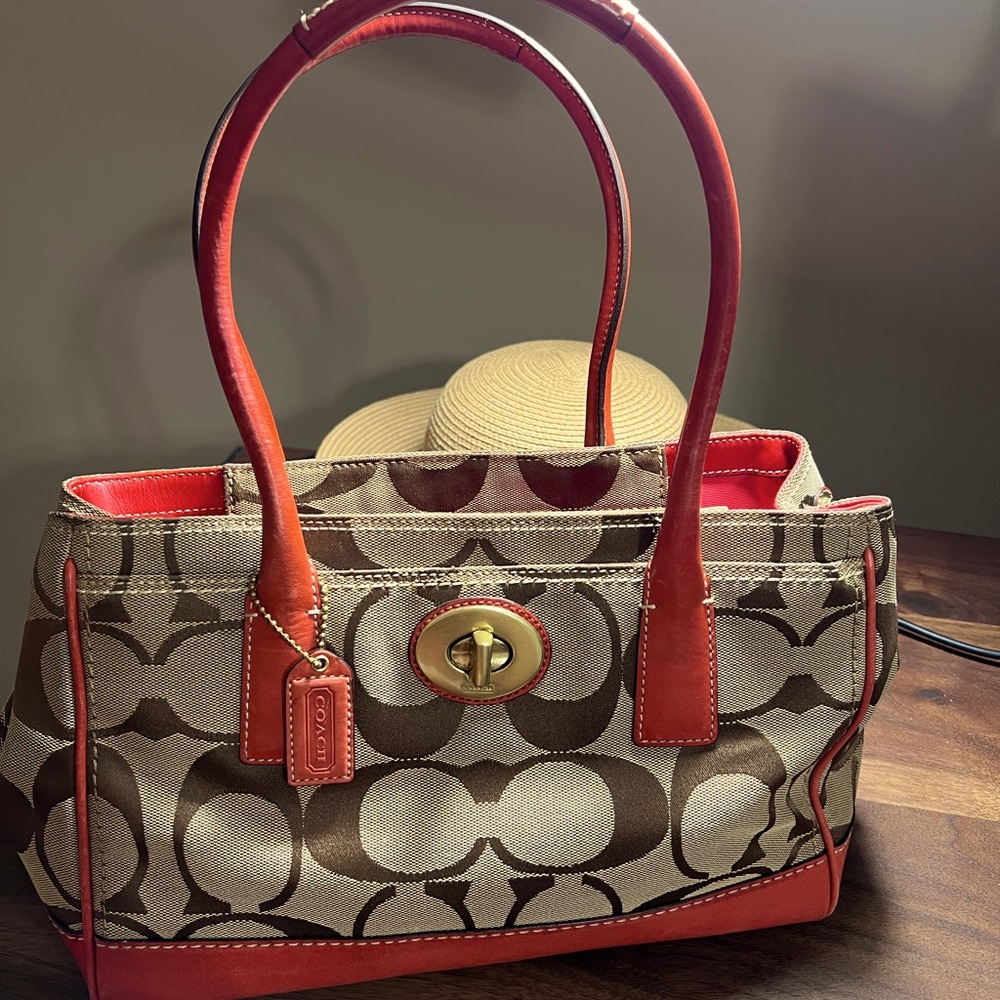 COACH ORANGE MONO HANDBAG
